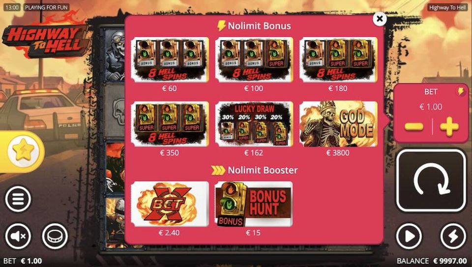 Highway to Hell slot Nolimit Boosters God Mode