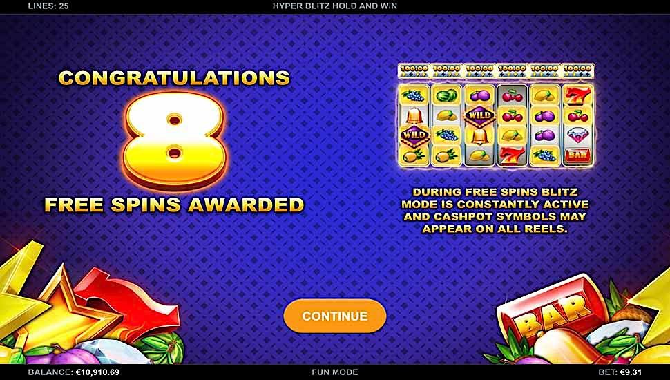 Hyper Blitz Hold and Win slot free spins