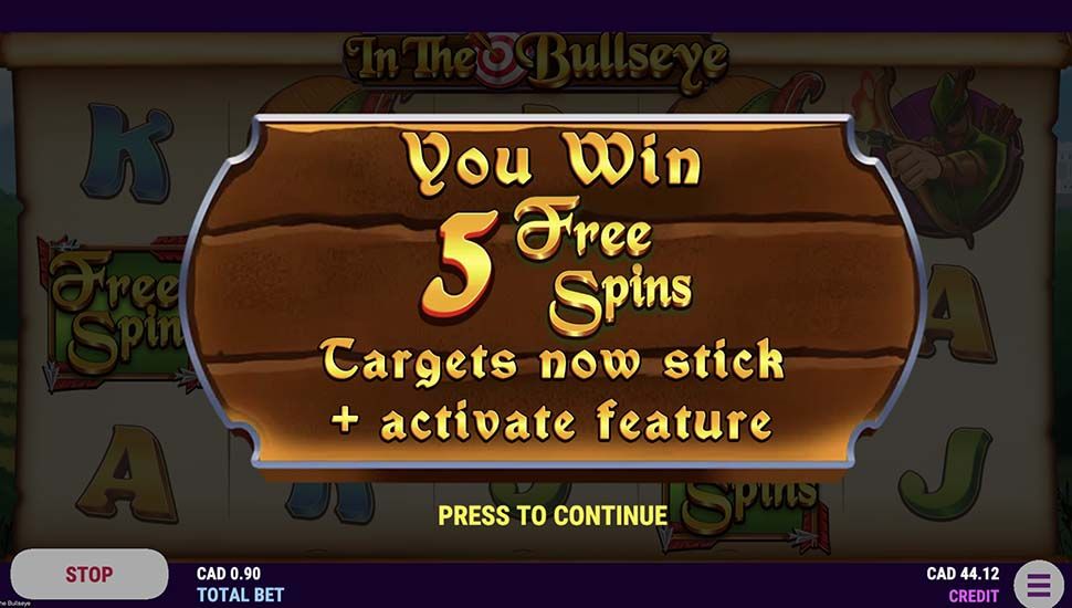 In The Bullseye slot free spins