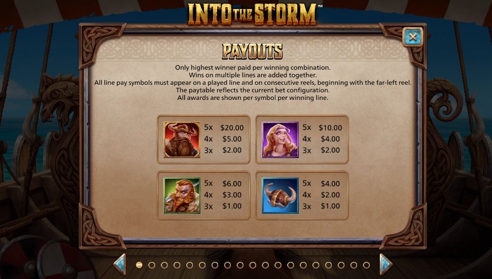 Into the Storm Slot - Payouts