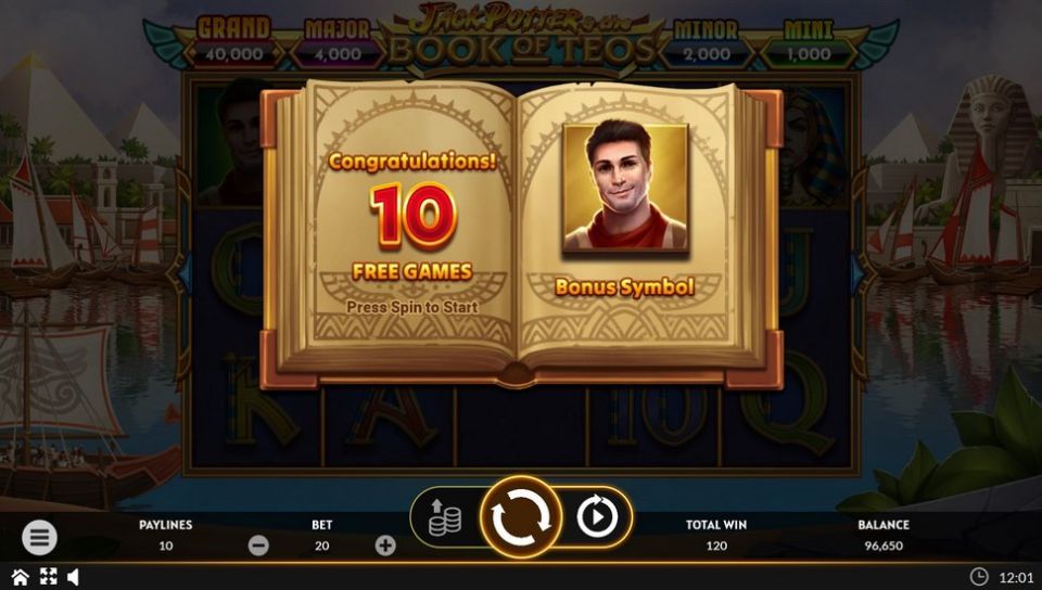 Jack Potter & The Book of Teos Slot free spins