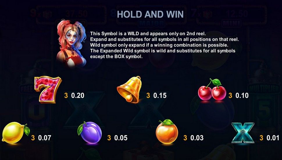 Joker Qwin Hold and Win slot paytable