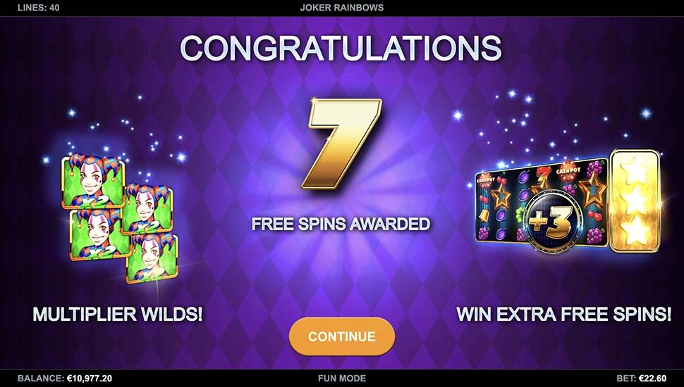 Joker Rainbows slot free spin