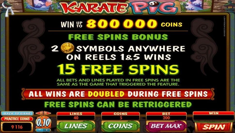 Karate pig slot - free spins