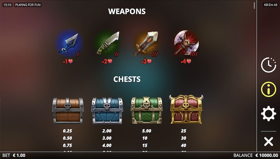 Kill Em All slot Symbols