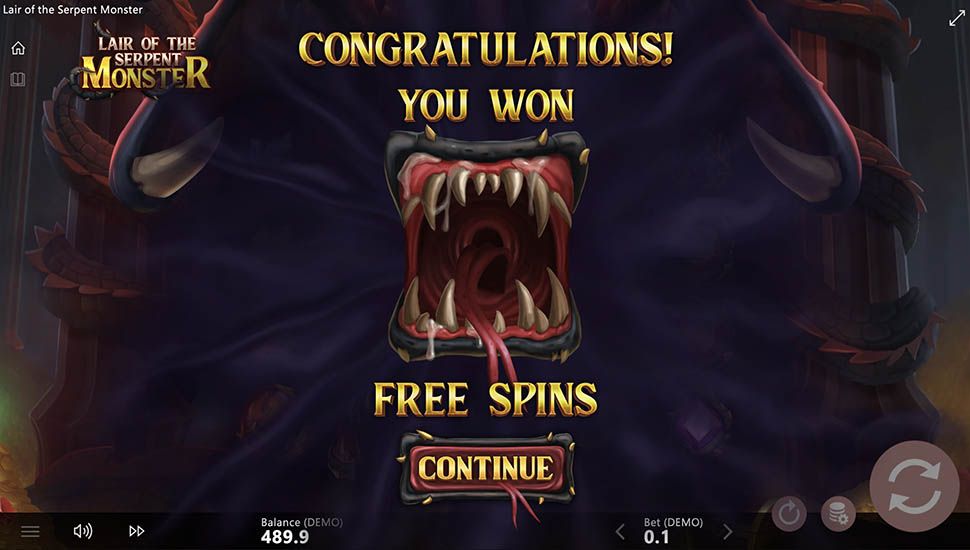 Lair of the Serpent Monster slot free spins