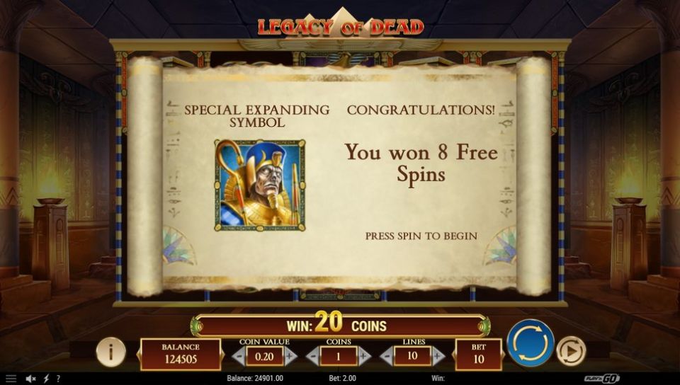 Legacy of Dead slot free spins