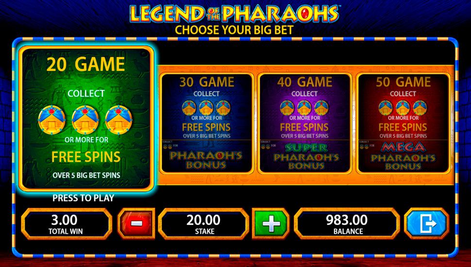 Legend of the pharaohs slot - Free Spins Big Bet