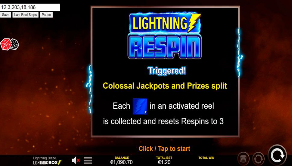 Lightning blaze slot - Respin