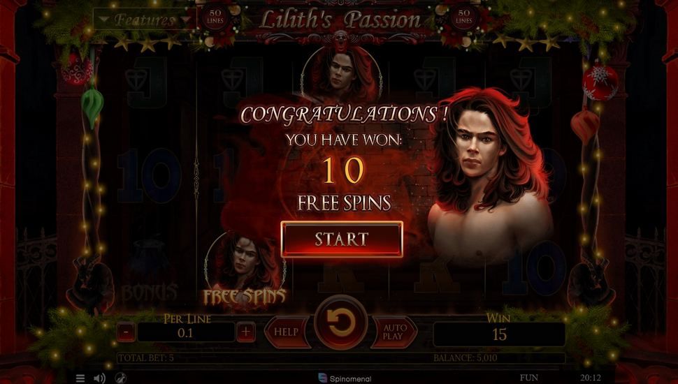 Lilith's Passion Christmas Edition Slot - Free Spins