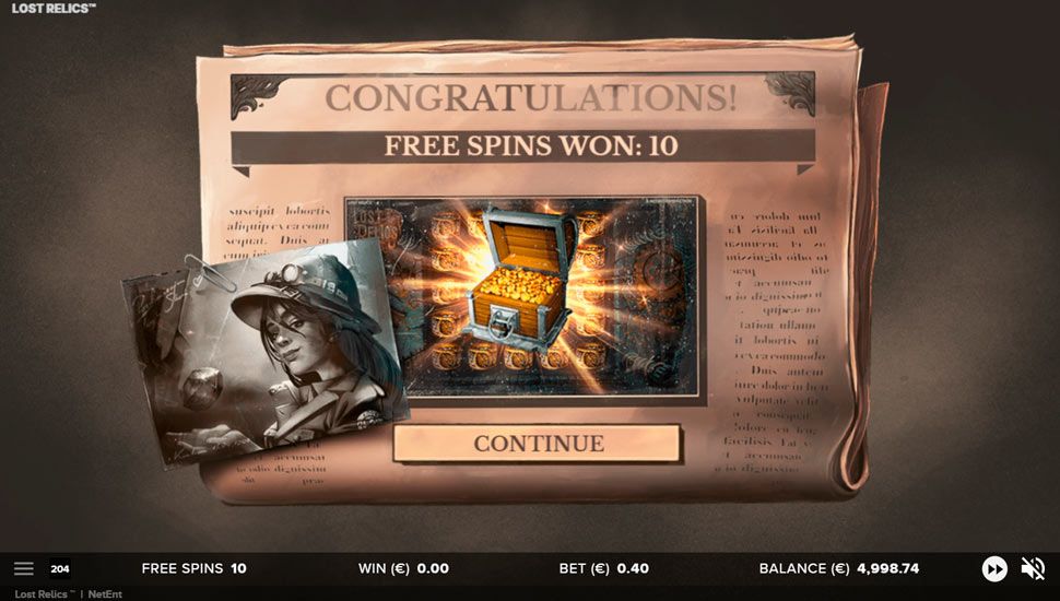 Lost relics slot Free Spins