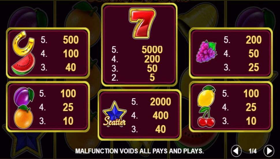 Lucky 20 Bells Slot - Paytable