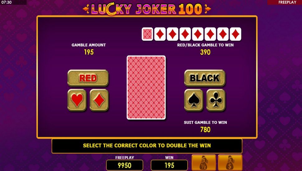 Lucky Joker 100 Slot - Gamble Feature