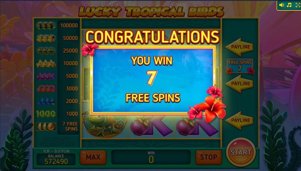 Lucky tropical birds 3x3 slot free spins