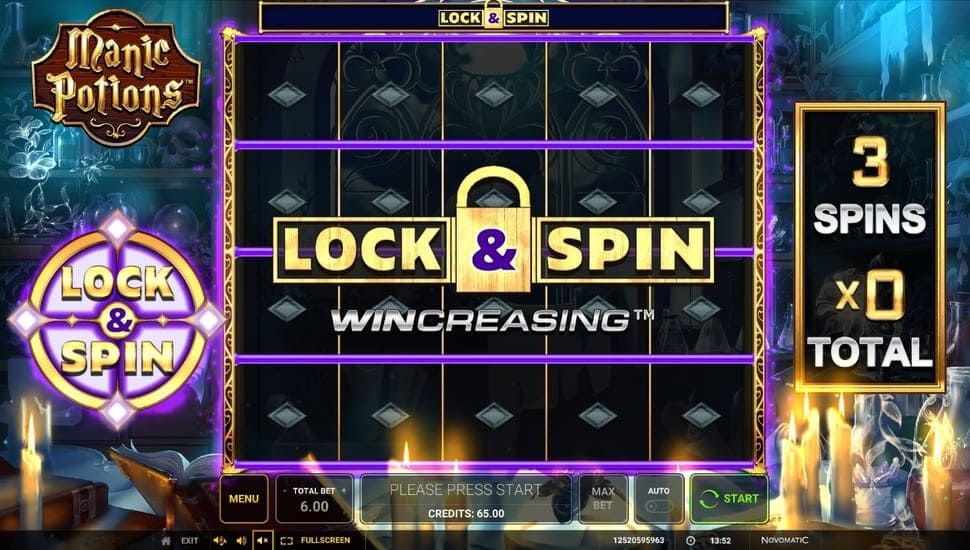 Manic potions slot lock spin