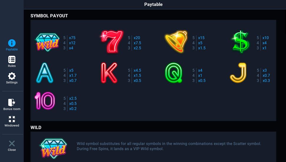 Massive Luck Bonus Buy slot paytable
