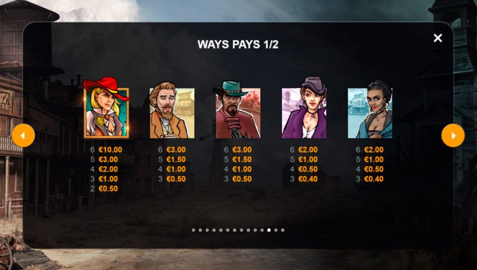 Megaways Duel of the Dead slot paytable