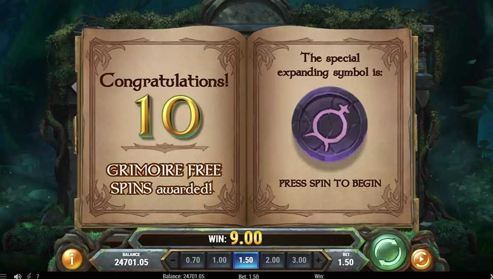 Merlin's Grimoire slot free spins