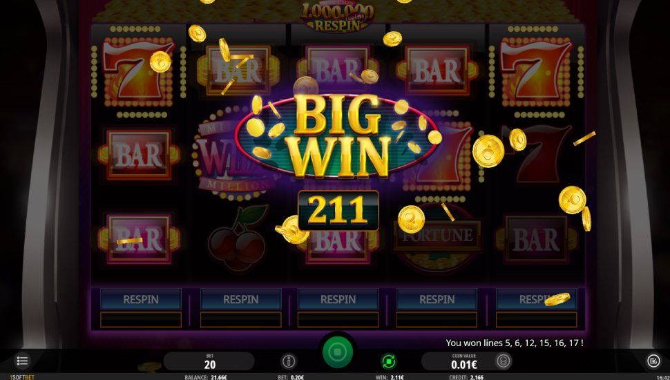 Million coins respin slot - feature