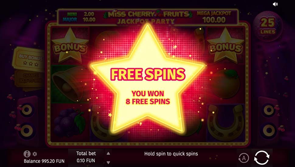 Miss Cherry Fruits Jackpot Party slot free spins