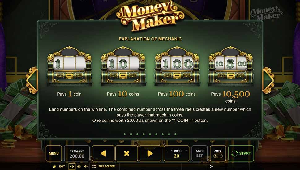Money Maker slot paytable