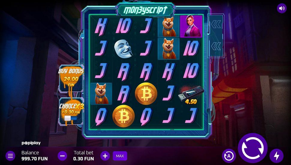 MoneyScript slot gameplay