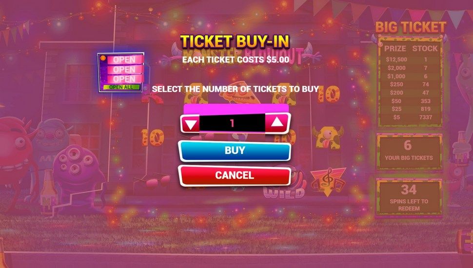 Monster Blowout slot Ticket Buy-In