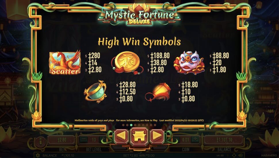 Mystic Fortune Deluxe slot Symbols