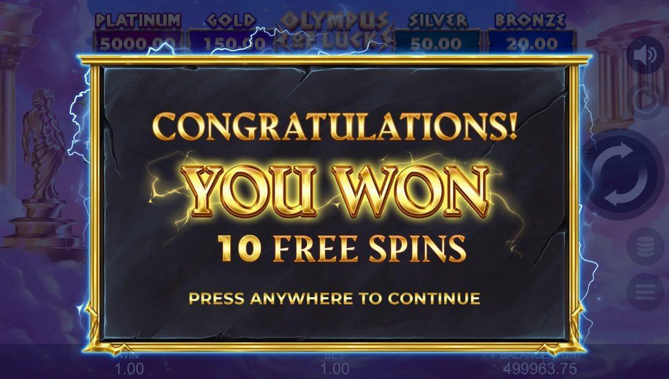 Olympus of Luck: Hold the Spin slot free spins