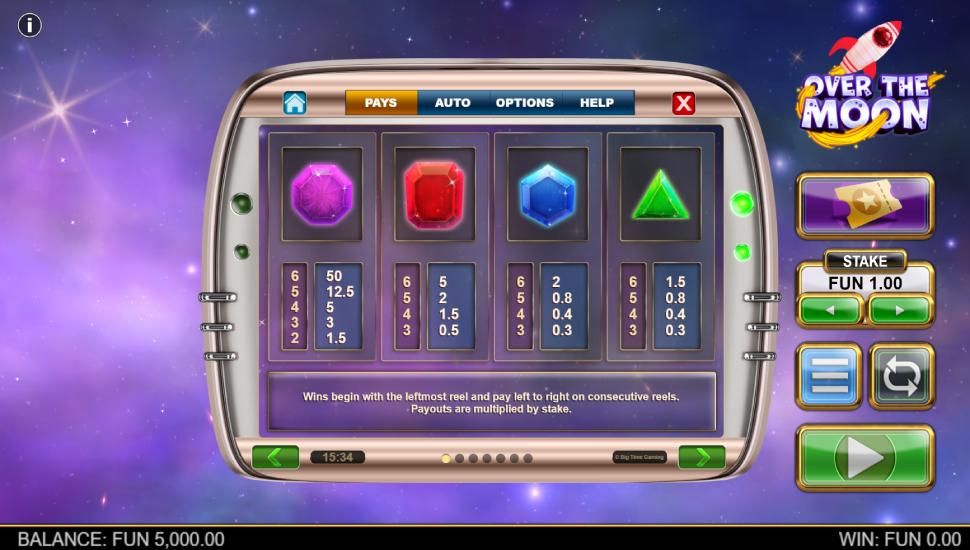 Over the Moon slot - payouts