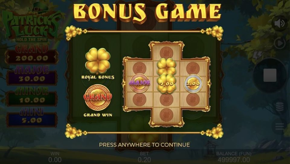 Patrick’s Luck Hold The Spin slot Bonus Game