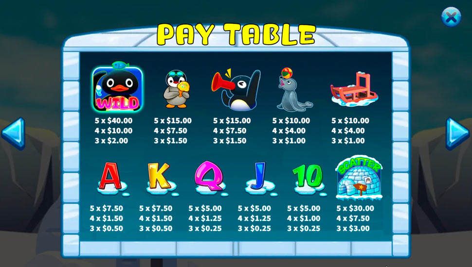 Penguin Family slot paytable