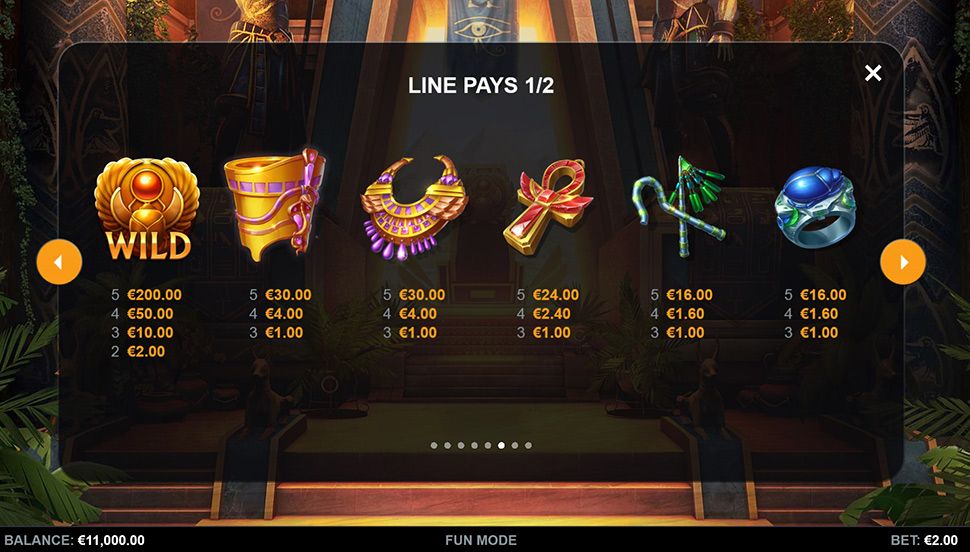 Pharaoh's Reign Slot - paytable