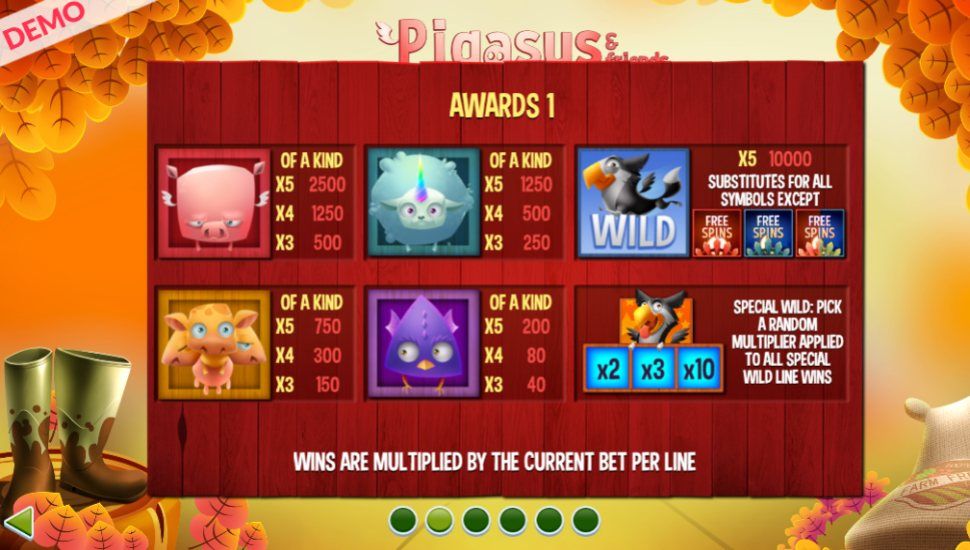 Pigasus & Friends slot - paytable