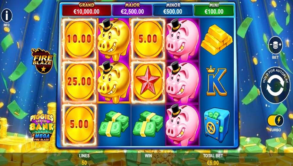 Piggies And The Bank Mega Fire Blaze slot - gameplay