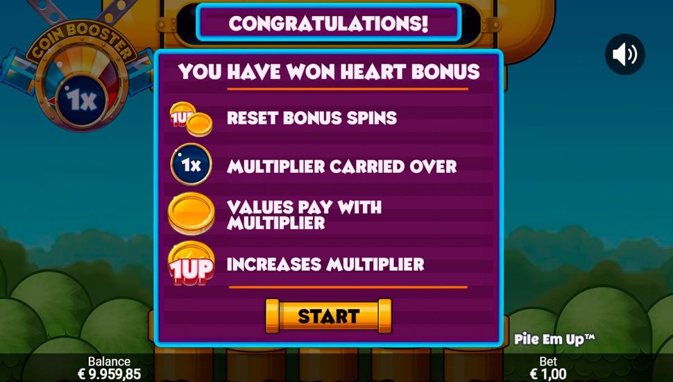 Pile em up slot - Heart bonus