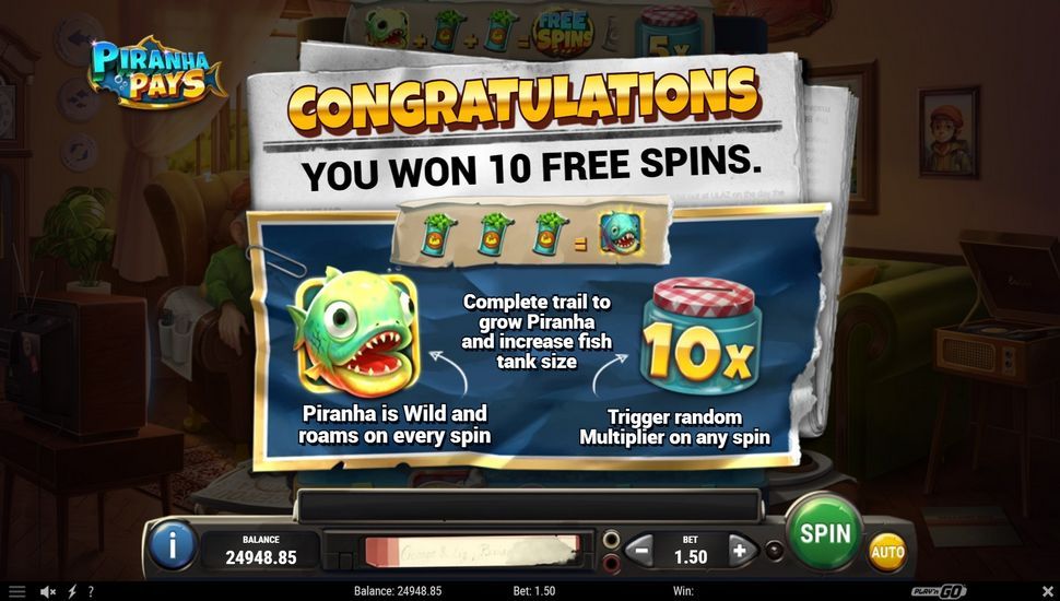 Piranha Pays slot free spins