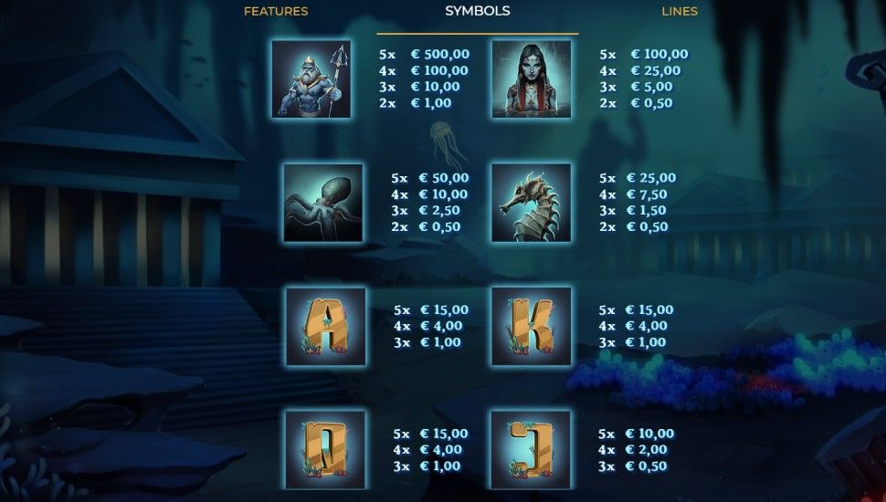 Poseidon Xtreme! slot - paytable