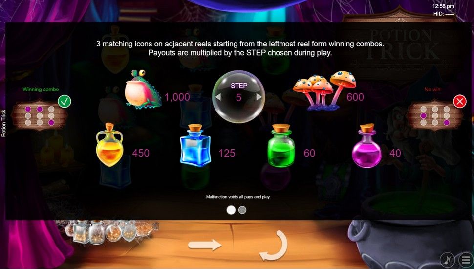 Potion Trick slot Paytable
