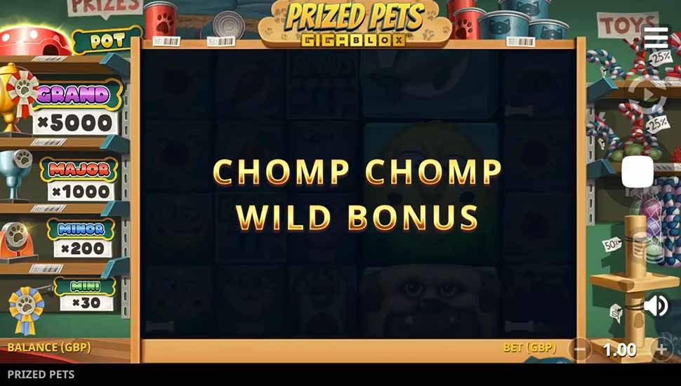 Prized Pets Gigablox slot Chomp Chomp Wild Bonus
