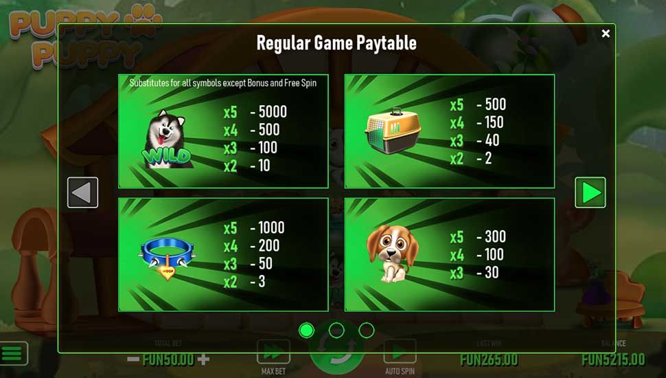 Puppy Puppy slot paytable