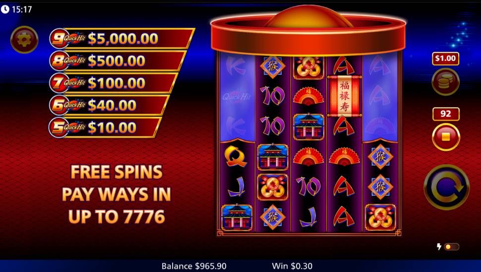 Quick Hit Ultra Pays Monkey's Fortune slot - free spins