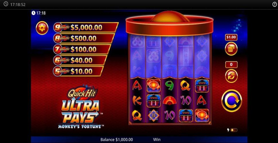 Quick Hit Ultra Pays Monkey's Fortune slot mobile