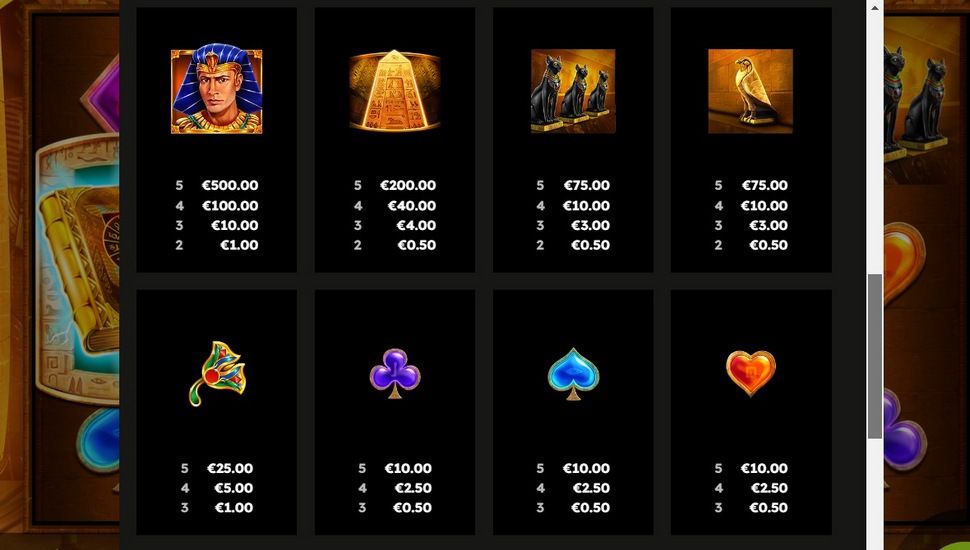 Ramses Book Deluxe slot paytable