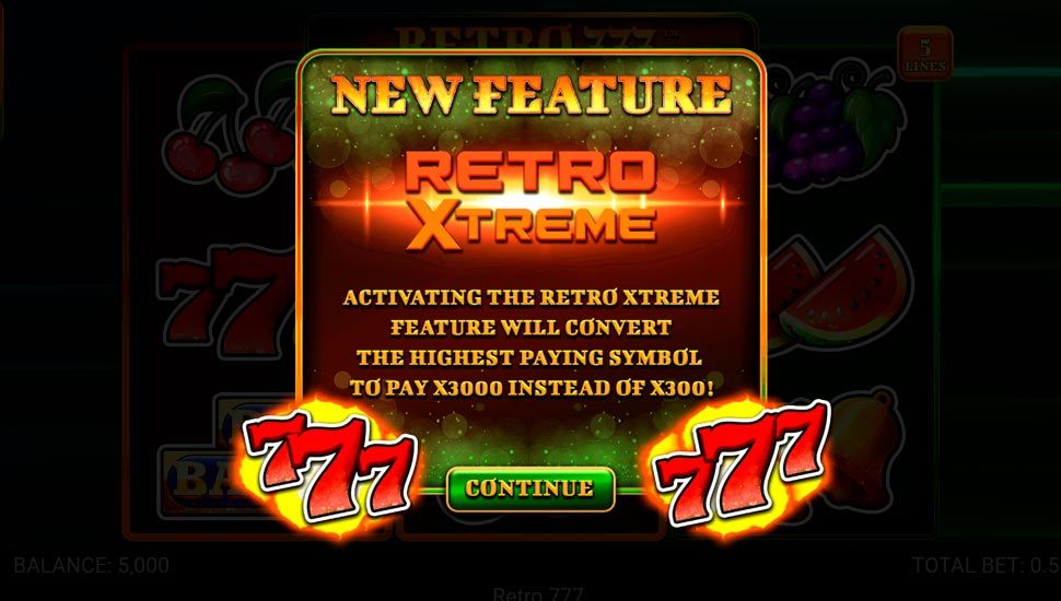 Retro 777 slot Retro Xtreme Feature