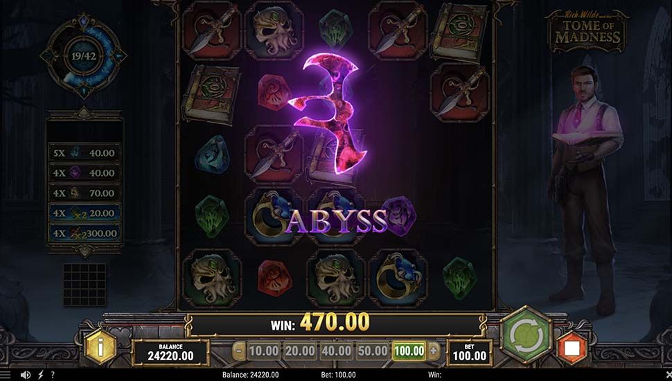 Rich Wilde and the Tome of Madness slot ABYSS feature