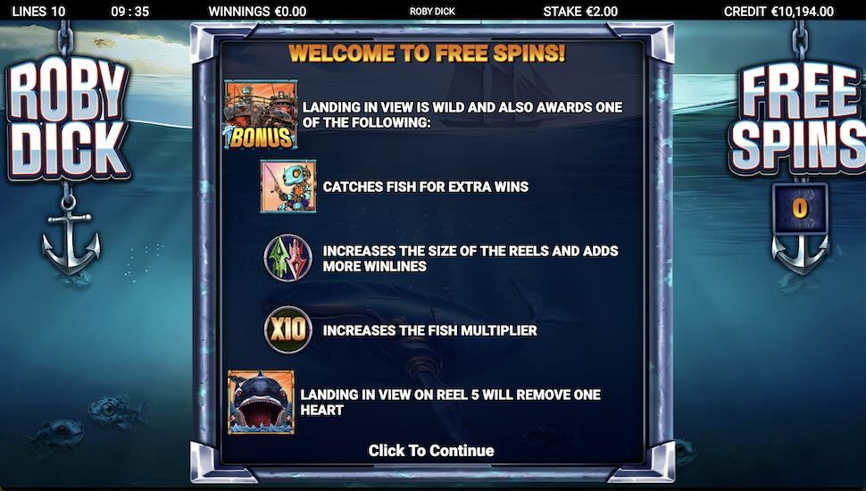 Roby Dick slot Bonus