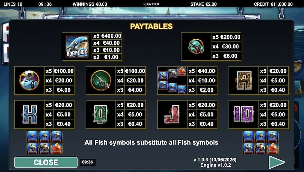 Roby Dick slot Symbols