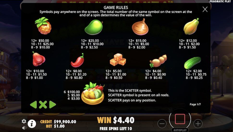 Rujak Bonanza slot Symbols