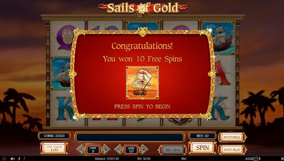 Sails of gold slot Free Spins